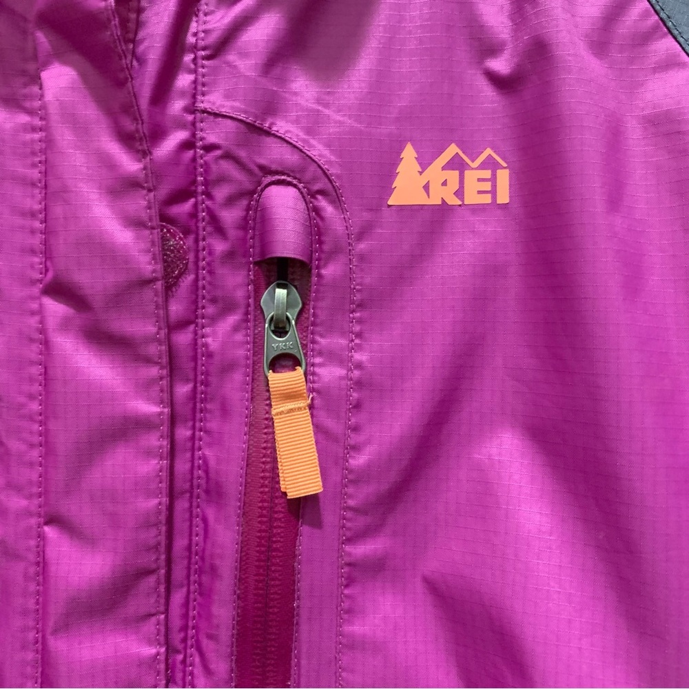 REI girls pink and gray rain jacket XL (18) - Picture 3 of 4